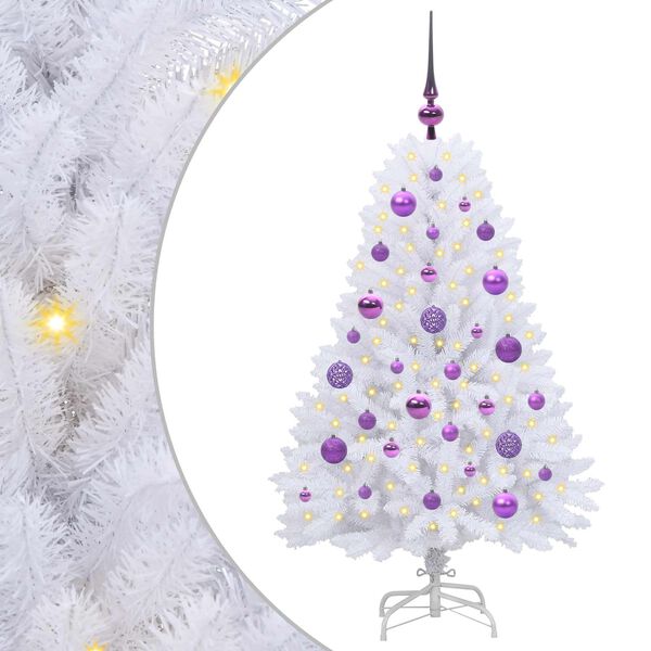 vidaXL &Aacute;rvore de Natal Articulada Artificial Branco 120 cm PVC e A&ccedil;o