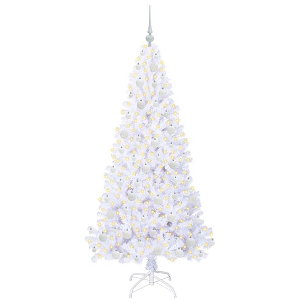 vidaXL Árvore de Natal Artificial com 300 LEDs Branco 180 cm PVC e Aço