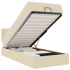 vidaXL Cama otomana com colch&atilde;o 90x200 cm tecido creme
