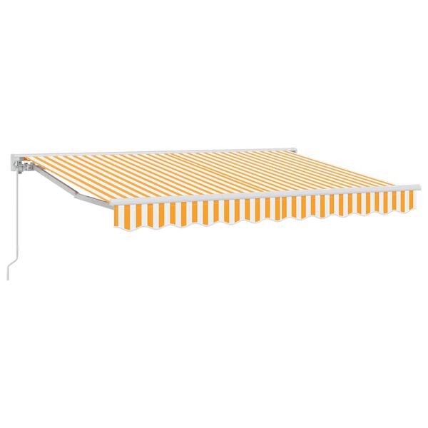 vidaXL Toldo Retr&aacute;til Amarelo e Branco 300 x 200 cm Poli&eacute;ster e Metal