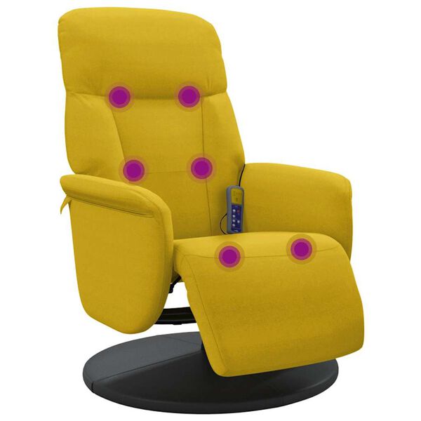vidaXL Cadeir&atilde;o de massagens reclin&aacute;vel c/ apoio de p&eacute;s veludo amarelo