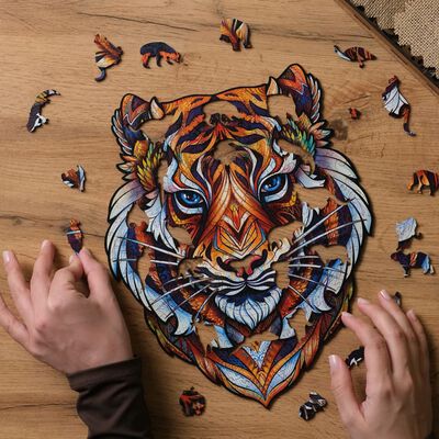 UNIDRAGON Puzzle de madeira 181 pcs Lovely Tiger Medium 25x32 cm