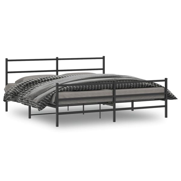 vidaXL Estrutura de cama com cabeceira e p&eacute;s 180x200 cm metal preto