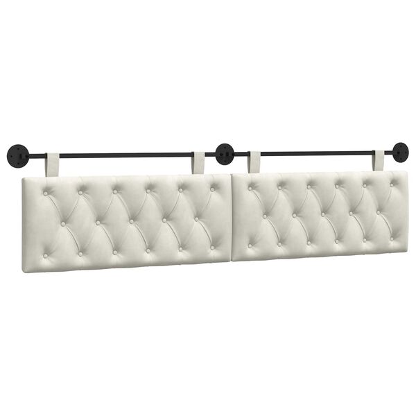 vidaXL Cabeceira Suspensa Creme 210 x 55 x 7 cm Veludo