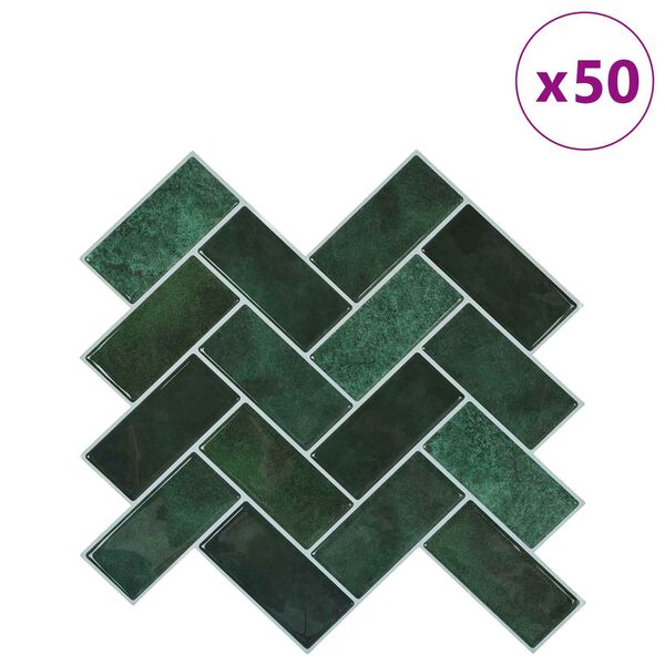 vidaXL Azulejo Chevron 50 pcs Verde Escuro 30 x 30 cm
