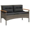 vidaXL Banco de jardim c/ almofad&otilde;es 116x62,5x74 cm vime PE cinzento