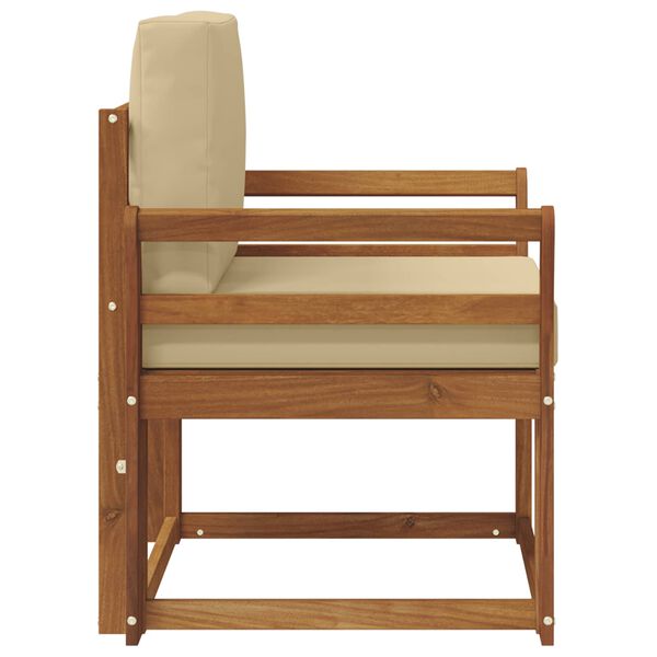 vidaXL Sof&aacute; exterior Madeira de Ac&aacute;cia maci&ccedil;a e Poli&eacute;ster Natural