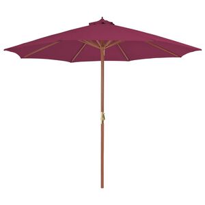 vidaXL Guarda-sol de exterior mastro de madeira 300 cm vermelho bordô
