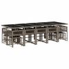 vidaXL 15 pcs conjunto jantar p/ jardim c/ almofad&otilde;es vime PE cinzento