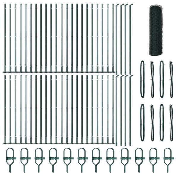 vidaXL Poste de Cerca Verde 100 x 0,4 m (malha de 25 mm) Aço e PVC