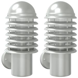 vidaXL Candeeiros de parede p/ exterior 2 pcs a&ccedil;o inoxid&aacute;vel prateado