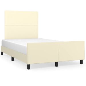 vidaXL Estrutura de cama c/ cabeceira couro artificial 120x200cm creme