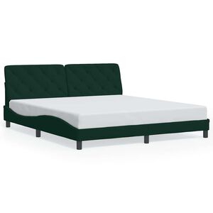 vidaXL Estrutura de cama sem colch&atilde;o 180x200 cm veludo verde-escuro