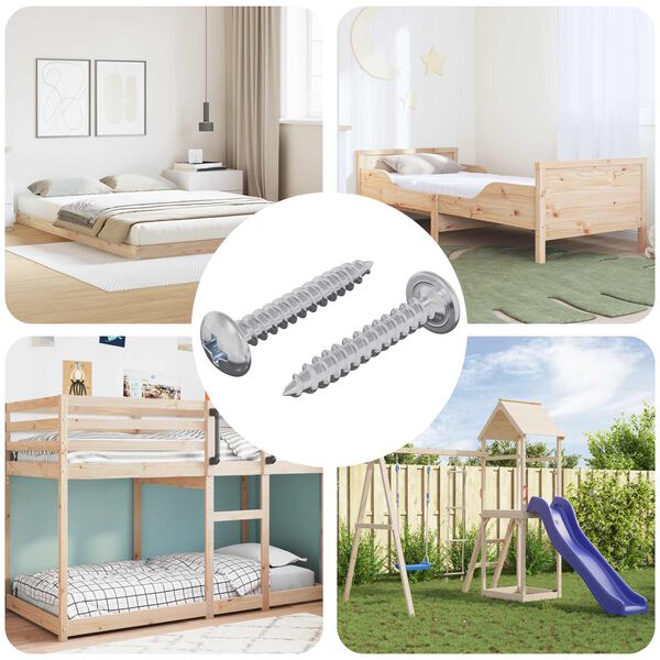 vidaXL Parafusos de Madeira 2 pcs Prateado M4 x 25 mm A&ccedil;o