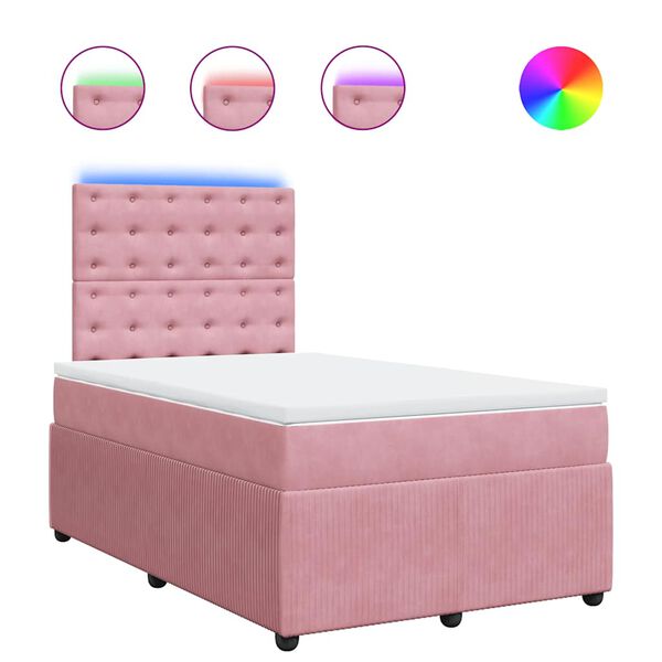 vidaXL Cama boxspring com colch&atilde;o 120x200 cm veludo rosa