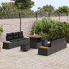 vidaXL Conjunto de Sof&aacute; de Jardim 9 pcs Preto Rattan Sint&eacute;tico
