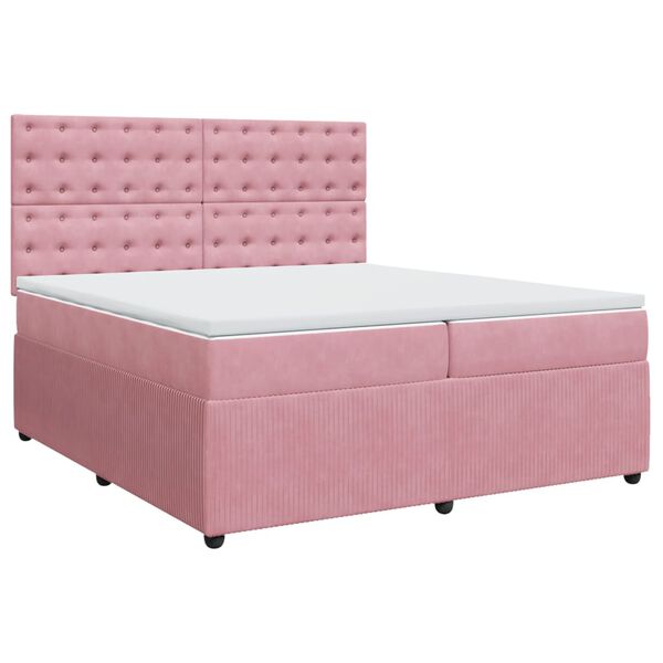 vidaXL Cama com molas/colch&atilde;o 200x200 cm veludo rosa