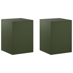 vidaXL Suporte para Plantas 2 pcs Verde-Azeitona 30 x 30 x 40 cm A&ccedil;o