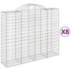 vidaXL Cestos gabi&atilde;o arqueados 8pcs 200x50x160/180cm ferro galvanizado