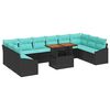 vidaXL Conjunto de Jantar para Jardim 11 pcs Preto e Azul-petr&oacute;leo