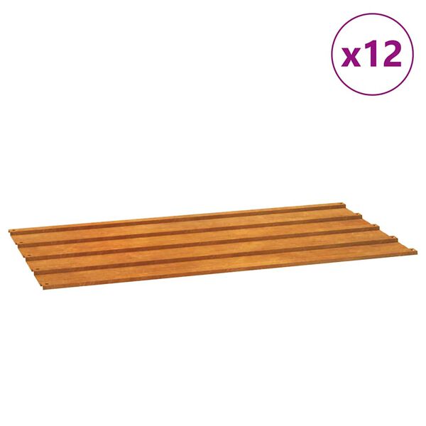 vidaXL Painel de telhado 12 pcs 80x44 cm a&ccedil;o corten cor enferrujado