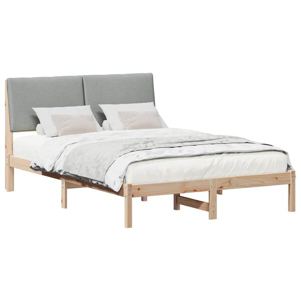 vidaXL Estrutura da cama Marrom e cinza claro 140 x 190 cm