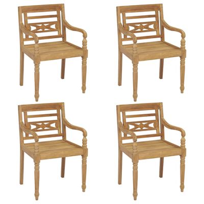vidaXL Cadeiras Batávia 4 pcs madeira de teca maciça