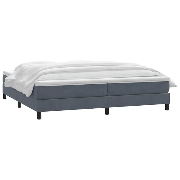 vidaXL Cama com molas/colch&atilde;o 180x220 cm veludo cinzento-escuro
