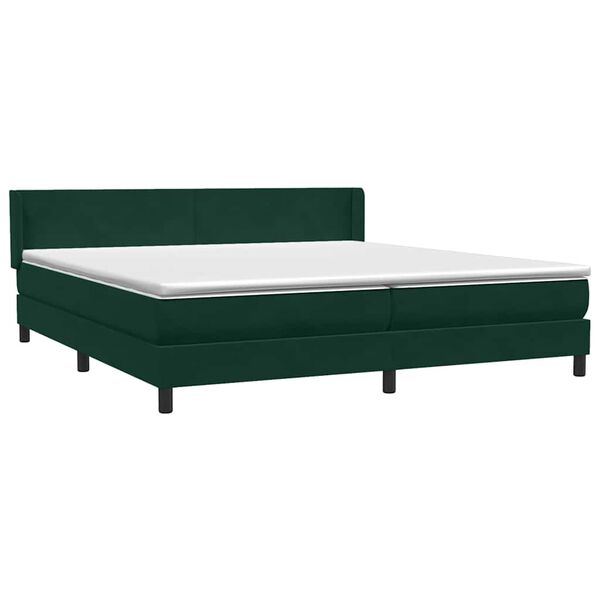 vidaXL Cama com molas/colch&atilde;o 180x220 cm veludo verde-escuro