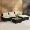vidaXL 5 pcs conjunto lounge de jardim c/ almofad&otilde;es vime PE preto