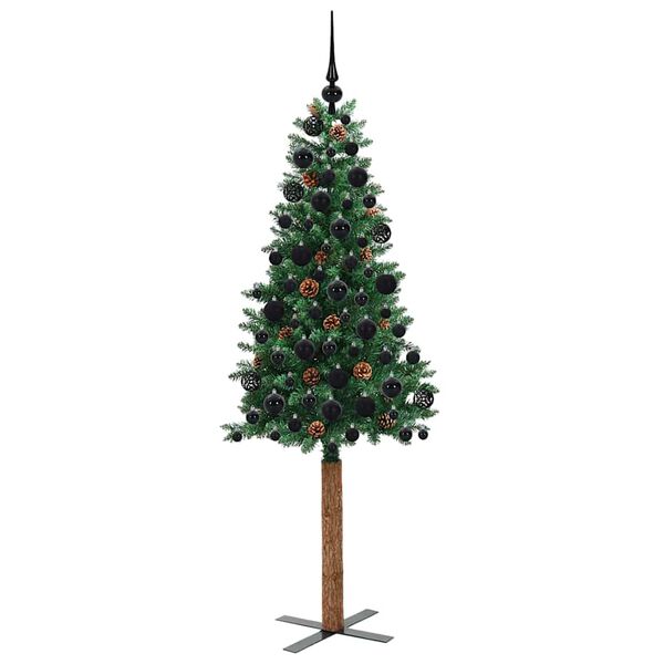 vidaXL &Aacute;rvore de Natal Slim com 300 LEDs com suporte Verde 180 cm