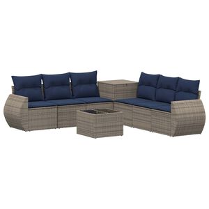 vidaXL Conjunto de Sof&aacute;s 8 unid. Cinza e Azul Marinho