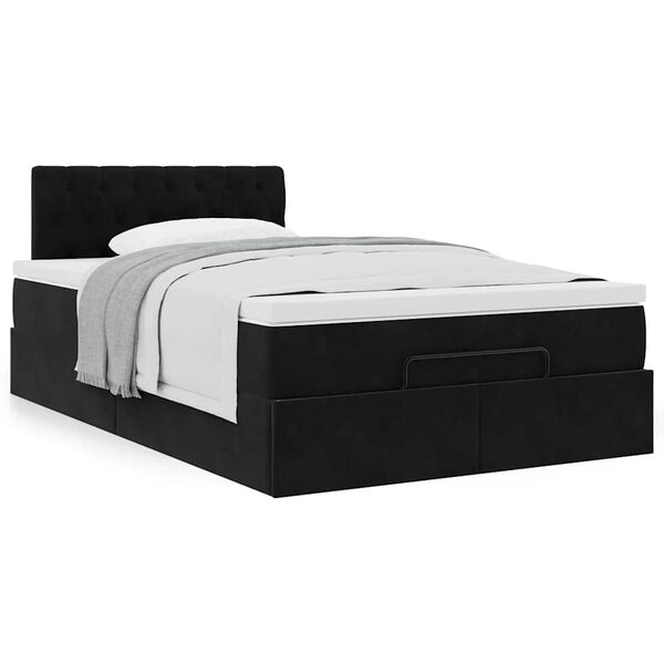 vidaXL Estrutura de cama otomana com colch&atilde;o 120x200 cm veludo preto