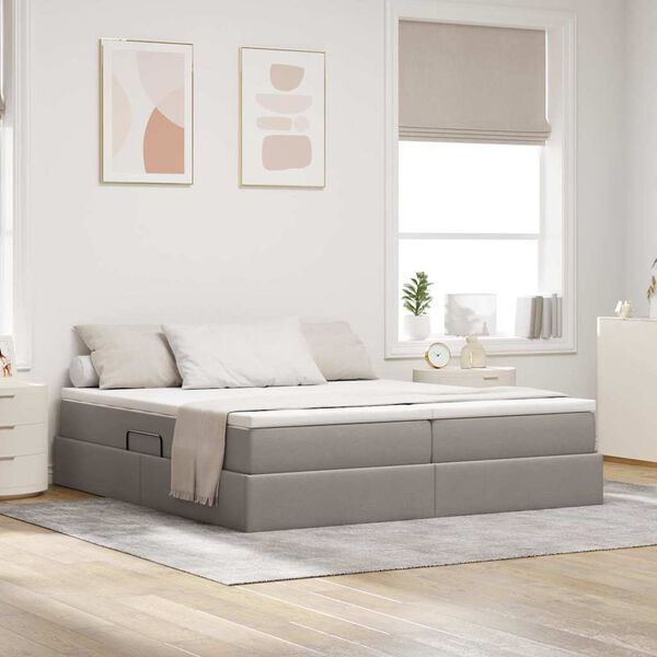 vidaXL Cama com arruma&ccedil;&atilde;o e colch&atilde;o Cinzento-acastanhado 200 x 200 cm
