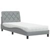 vidaXL Cama com colch&atilde;o 90x190 cm tecido cinzento-claro