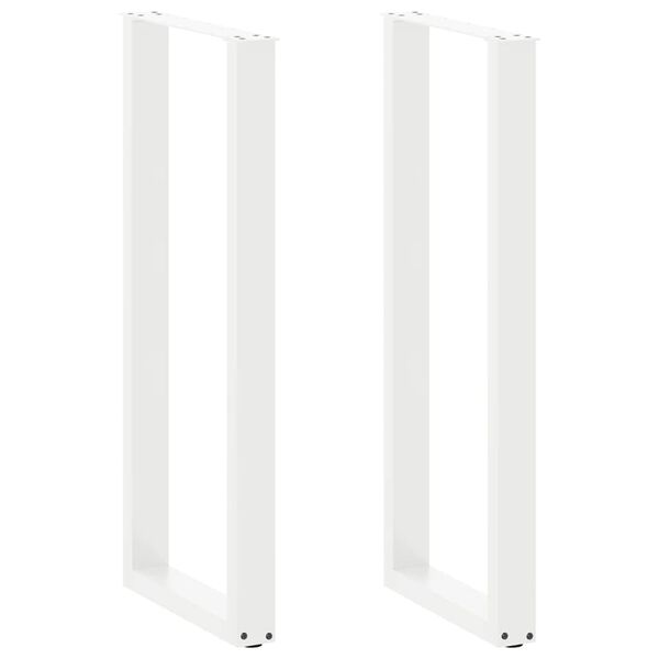 vidaXL P&eacute;s de mesa de bar em forma de U, 2 pe&ccedil;as, branco, 40x (110-111) cm, a&ccedil;o