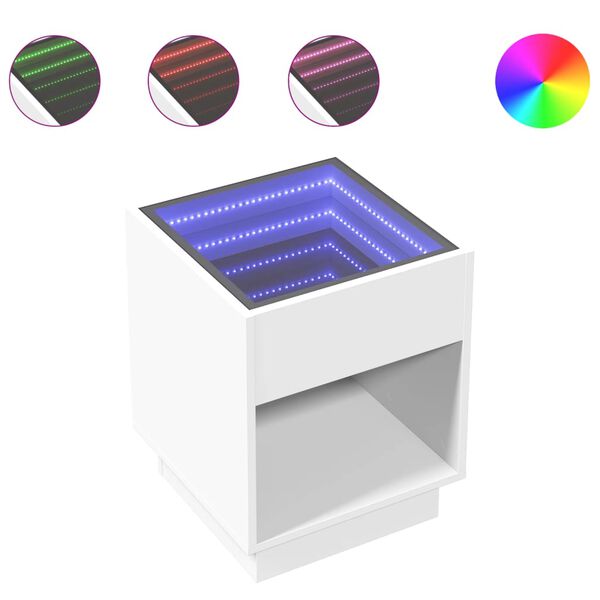 vidaXL Mesa de centro luzes LED Infinity 40x40x50 cm branco