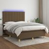 vidaXL Cama box spring c/ colch&atilde;o/LED 140x200cm tecido castanho-escuro