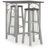 vidaXL 3 pcs conjunto de bar em madeira e a&ccedil;o preto