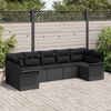 vidaXL Conjunto de Sofá de Jardim 7 pcs Preto Rattan Sintético