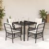 vidaXL 5 pcs conjunto de jantar p/ jardim c/ almofad&otilde;es vime PE preto