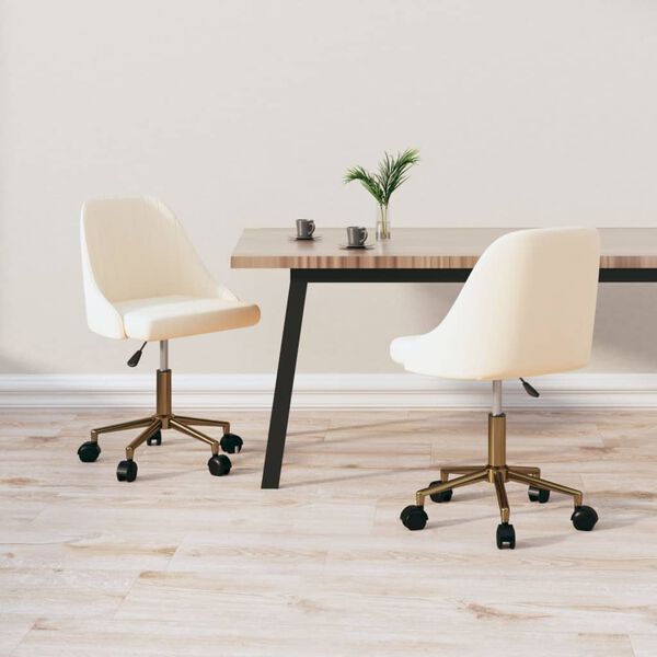 vidaXL Cadeiras de jantar girat&oacute;rias 2 pcs veludo cor creme