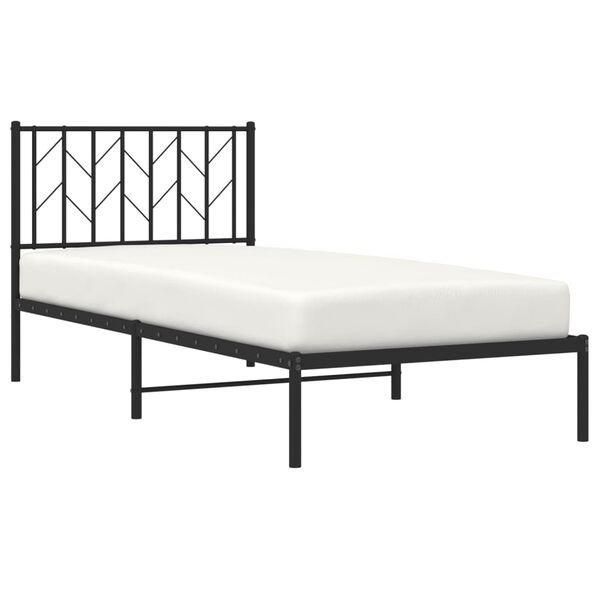 vidaXL Estrutura de cama com cabeceira 90x200 cm metal preto
