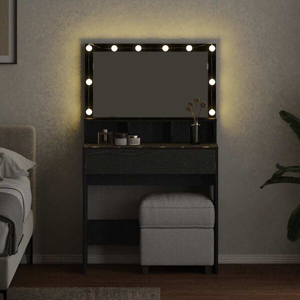 vidaXL Mesa de vestir com gaveta Carvalho Preto 80 x 41 x 134,5 cm