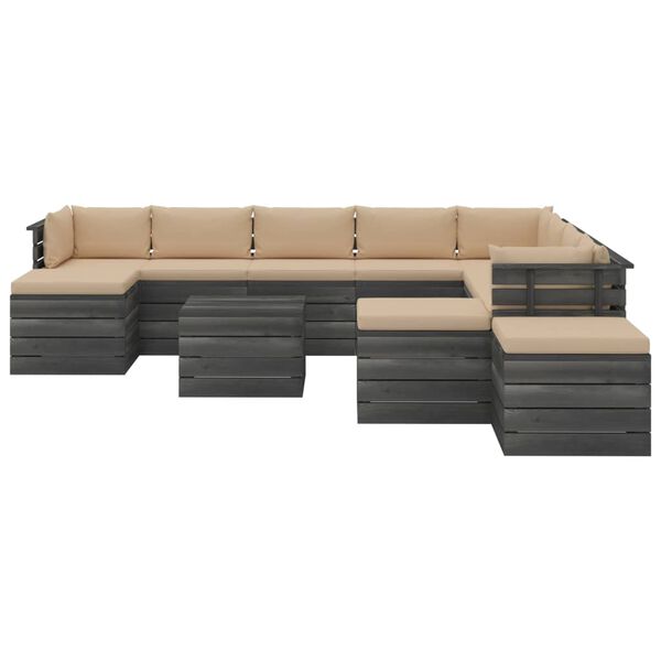 vidaXL 12 pcs conjunto lounge de paletes com almofad&otilde;es pinho maci&ccedil;o