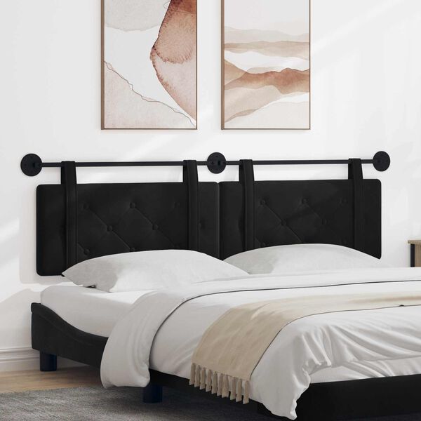 vidaXL Cabeceira Suspensa Preto 190 x 55 x 5 cm Veludo