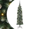 vidaXL &Aacute;rvore Slim de Natal Artificial Verde e Branco 150 cm