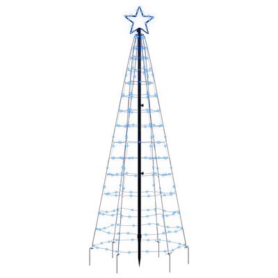 vidaXL Iluminação p/ árvore de Natal c/ estacas 220 LEDs 180 cm azul