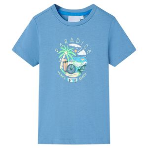 vidaXL T-shirt de crian&ccedil;a azul m&eacute;dio 116