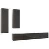 vidaXL 4 pcs conjunto de m&oacute;veis de TV contraplacado cinzento brilhante
